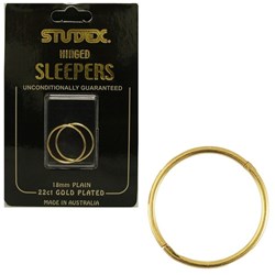 STUDEX X-large plain sleepers 18mm 22ct gold plated